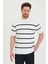 Erkek Bisiklet Yaka Kalın Çizgi Detaylı Kısa Kollu Ince Triko T-Shirt 1