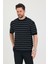 Erkek Bisiklet Yaka Çizgi Detaylı Kısa Kollu Ince Triko T-Shirt 4