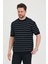 Erkek Bisiklet Yaka Çizgi Detaylı Kısa Kollu Ince Triko T-Shirt 5