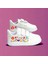 Bahar Çiçekleri Baskılı Beyaz Bantlı Çocuk Spor Ayakkabı Sneaker 1