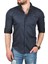 Slim Fit Pamuklu Kot Gömlek Kolay Ütülenebilir Çıt Çıtlı Likralı Spor Gömlek 2502504 5