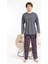 Erkek Penye Pamuk Regular Kalıp Sıfır Yaka Pijama Takımı A803123 2