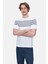 Kendrıck Beyaz Çizgili Bisiklet Yaka Triko Nakışlı Standard Fit Erkek Tshirt 1