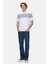 Kendrıck Beyaz Çizgili Bisiklet Yaka Triko Nakışlı Standard Fit Erkek Tshirt 4