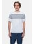 Kendrıck Beyaz Çizgili Bisiklet Yaka Triko Nakışlı Standard Fit Erkek Tshirt 5