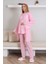 Bebe Pembe Renk Erdeniz 3433 Kısa Kol Dantel Detaylı 3 Lü ve Sabahlıklı Hamile Pijama Takımı 2