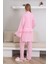 Bebe Pembe Renk Erdeniz 3433 Kısa Kol Dantel Detaylı 3 Lü ve Sabahlıklı Hamile Pijama Takımı 4
