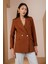 Acı Kahve Oversize Dokuma Blazer Ceket 4