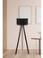 Art Tripod Ahşap Ayaklı Lambader Köşe Lambası Siyah Kumaş Dark 1