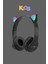 Kedi Kulaklık Bluetooth Kablosuz Rgb Işıklı Çocuk Oyun Kulaklığı Radyolu W 1