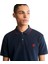Printed Neck Short Sleeve Polo Dark Sapphıre Erkek T-Shirt 4
