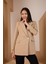 Açık Vizon Oversize Dokuma Blazer Ceket 2