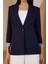 Lacivert Kruvaze Yaka Kolu Katlama Detaylı Regular Vatkalı Blazer Ceket 5
