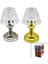 Pilli Mini Klasik Model LED Abajur Mika Kristal Başlık - Gold - Krom Ayak (4401) 1