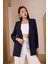 Lacivert Regular Dokuma Astarlı Taş Detaylı Blazer Ceket 1
