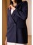 Lacivert Regular Dokuma Astarlı Taş Detaylı Blazer Ceket 4