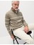 Saf Pamuklu Çizgili Yarım Fermuarlı Sweatshirt 1