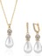 925 Ayar Gümüş Gold Damla Inci Kadın Set 2