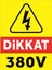 Dikkat 380 V Uyarı Levhası Tabela Levha 24X34 cm 1