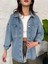 Lavida Kadın Çift Cepli Yıkamalı Oversize Denim Ceket 3