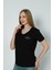 Baskı Detaylı Siyah T-Shirt 2
