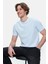 Fabıo Gök Mavi Bisiklet Yaka Baskılı Standard Fit Erkek Tshirt 2