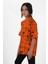 Kız Çocuk Turuncu Süprem Kumaş Bisiklet Yaka Baskılı Tshirt 2