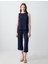 Lacivert Düz Kesim Yuvarlak Yaka Kolsuz Örme Bluz 2