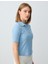 Mavi Polo Yaka Kısa Kollu Pamuklu Örme Bluz 3