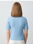 Mavi Polo Yaka Kısa Kollu Pamuklu Örme Bluz 5