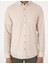 Erkek Bej Keten Görünümlü Slim Fit Uzun Kollu Gömlek 50307025-VR011 6