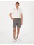 Erkek Vizon Slim Fit Beli Lastikli Bağcıklı Dokuma Şort 50305901-VR052 1