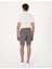 Erkek Vizon Slim Fit Beli Lastikli Bağcıklı Dokuma Şort 50305901-VR052 4