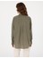 Kadın Haki Oversize Uzun Kollu Keten Gömlek 50301078-VR027 6