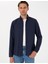 Erkek Koyu Lacivert Keten Görünümlü Slim Fit Uzun Kollu Gömlek 50307025-VR100 3