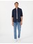 Erkek Koyu Lacivert Keten Görünümlü Slim Fit Uzun Kollu Gömlek 50307025-VR100 4