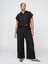 Kadın Siyah Keten Karışımlı Easy Wide Leg Pantolon 4
