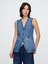 Kadın Mavi Longline Denim Yelek 1