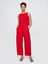 Kadın Kırmızı Mid Rise Keten Karışımlı Barrel Pantolon 1