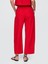 Kadın Kırmızı Mid Rise Keten Karışımlı Barrel Pantolon 5