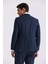 Lacivert Slim Fit Sivri Yaka Çizgili Kruvaze Takım Elbise 4
