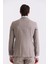 Bej Slim Fit Sivri Yaka Çizgili Kruvaze Takım Elbise 4