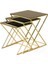 x Zigon Sehpa Bronz Cam 3'lü Set, Gold Metal Ayak, Iç Içe Geçebilir 1