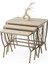Yelpaze Zigon Sehpa Sidon Desen 3'lü Set, Cappicino Metal Ayak, Iç Içe Geçebilir 1