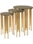 Sütun Yuvarlak Zigon Sehpa Bronz Cam 3'lü Set, Gold Metal Ayak 1