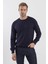 Lacivert Slim Fit Bisiklet Yaka Triko 2