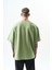 Erkek Respire Yazı Detaylı Oversize T-Shirt Yağ Yeşili 3