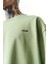 Erkek Respire Yazı Detaylı Oversize T-Shirt Yağ Yeşili 4
