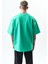 Erkek Respire Yazı Detaylı Oversize T-Shirt Yeşil 3