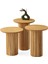 Oslo Yuvarlak Cilalı Mdf Zigon Sehpa Naturel Renk Tabla 3'lü Set, Naturel Ahşap Ayak 1